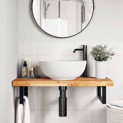 Basin Shelf Wall Mounted Steel and Solid Wood Acacia