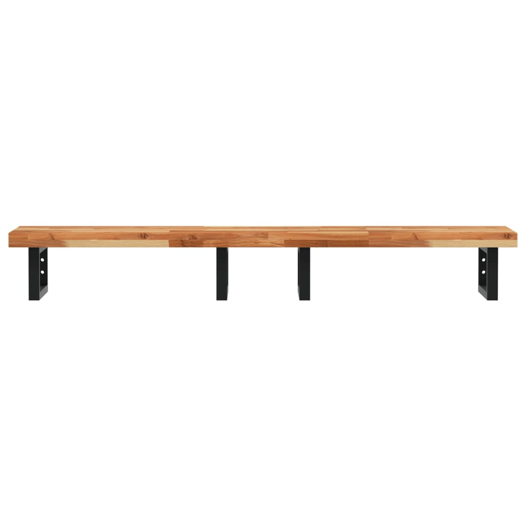 Basin Shelf Wall Mounted Steel and Solid Wood Acacia