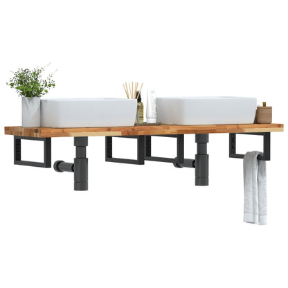 Basin Shelf Wall Mounted Steel and Solid Wood Acacia