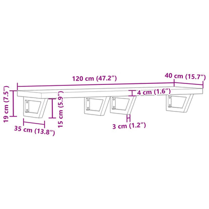 Basin Shelf Wall Mounted Steel and Solid Wood Acacia