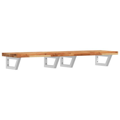 Basin Shelf Wall Mounted Steel and Solid Wood Acacia
