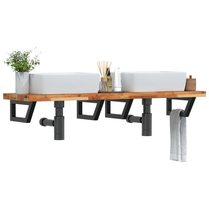Basin Shelf Wall Mounted Steel and Solid Wood Acacia