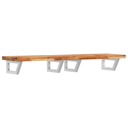 Basin Shelf Wall Mounted Steel and Solid Wood Acacia