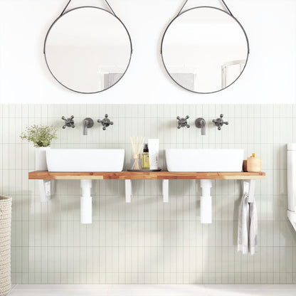 Basin Shelf Wall Mounted Steel and Solid Wood Acacia