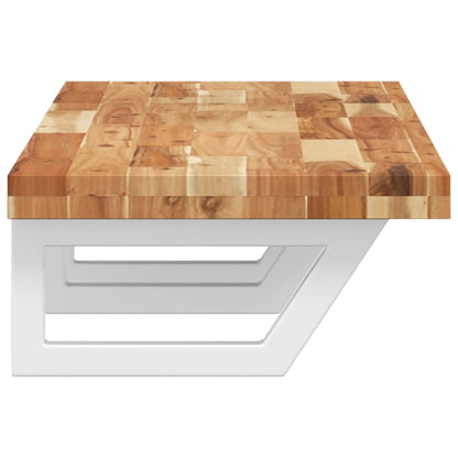 Basin Shelf Wall Mounted Steel and Solid Wood Acacia