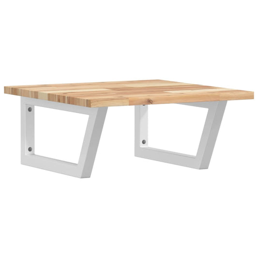 Basin Shelf Wall Mounted Steel and Solid Wood Acacia