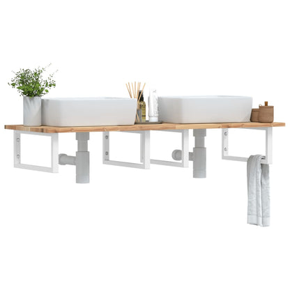 Basin Shelf Wall Mounted Steel and Solid Wood Acacia