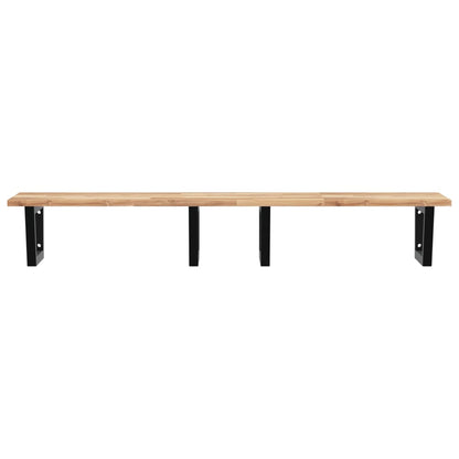 Basin Shelf Wall Mounted Steel and Solid Wood Acacia