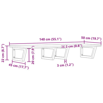 Basin Shelf Wall Mounted Steel and Solid Wood Acacia