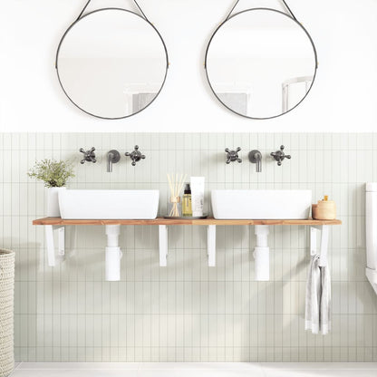Basin Shelf Wall Mounted Steel and Solid Wood Acacia