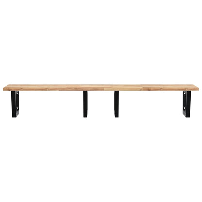Basin Shelf Wall Mounted Steel and Solid Wood Acacia