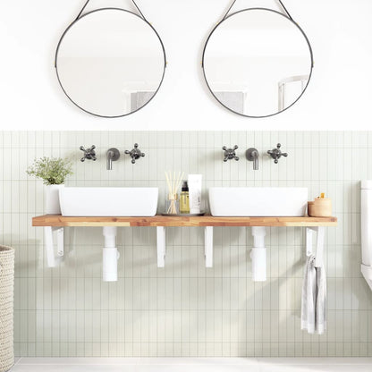 Basin Shelf Wall Mounted Steel and Solid Wood Acacia
