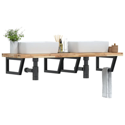 Basin Shelf Wall Mounted Steel and Solid Wood Acacia