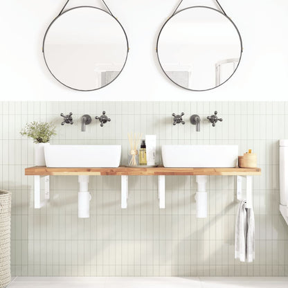 Basin Shelf Wall Mounted Steel and Solid Wood Acacia