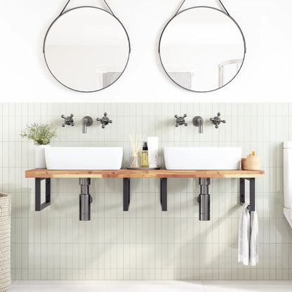 Basin Shelf Wall Mounted Steel and Solid Wood Acacia