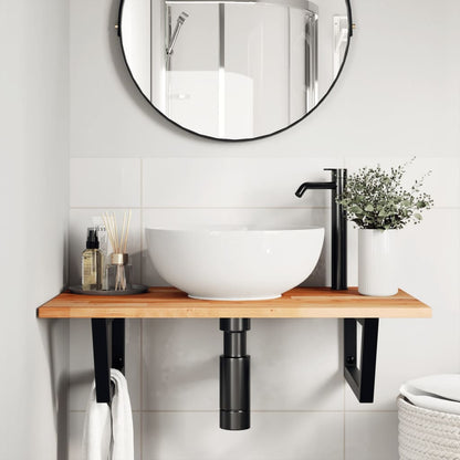 Basin Shelf Wall Mounted Steel and Solid Wood Acacia
