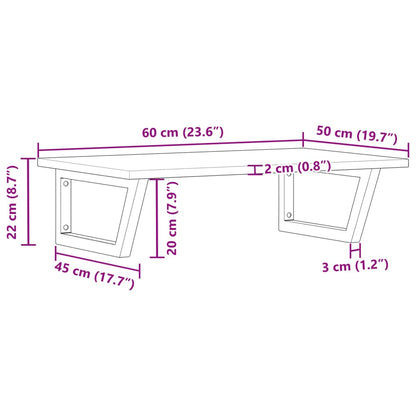 Basin Shelf Wall Mounted Steel and Solid Wood Acacia