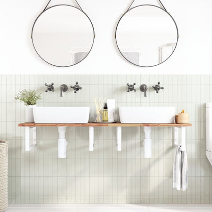 Basin Shelf Wall Mounted Steel and Solid Wood Acacia