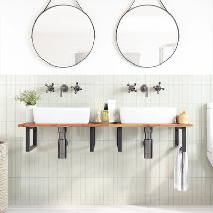 Basin Shelf Wall Mounted Steel and Solid Wood Acacia