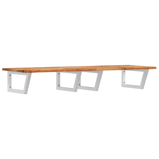 Basin Shelf Wall Mounted Steel and Solid Wood Acacia