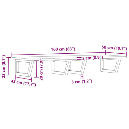 Basin Shelf Wall Mounted Steel and Solid Wood Acacia