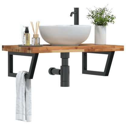 Basin Shelf Wall Mounted Steel and Solid Wood Acacia