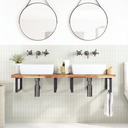 Basin Shelf Wall Mounted Steel and Solid Wood Acacia