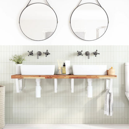 Basin Shelf Wall Mounted Steel and Solid Wood Acacia