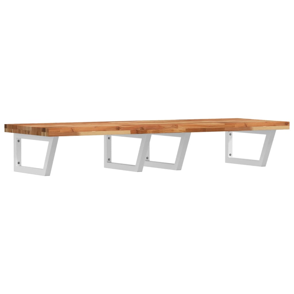 Basin Shelf Wall Mounted Steel and Solid Wood Acacia