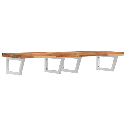 Basin Shelf Wall Mounted Steel and Solid Wood Acacia