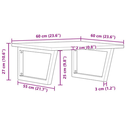 Basin Shelf Wall Mounted Steel and Solid Wood Acacia