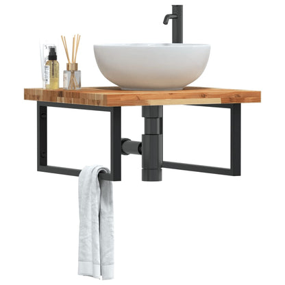 Basin Shelf Wall Mounted Steel and Solid Wood Acacia