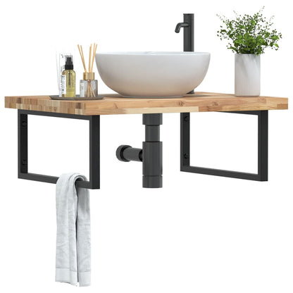 Basin Shelf Wall Mounted Steel and Solid Wood Acacia