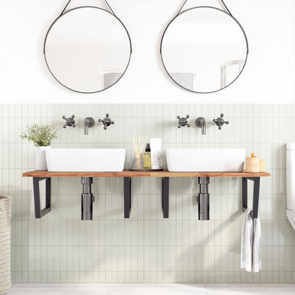 Basin Shelf Wall Mounted Steel and Solid Wood Acacia