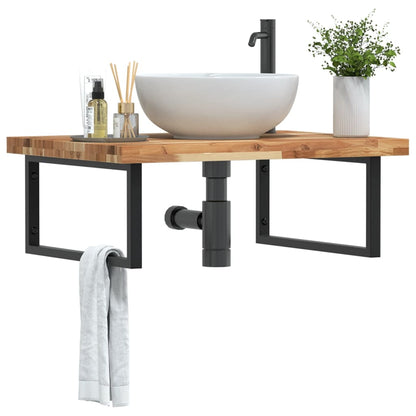 Basin Shelf Wall Mounted Steel and Solid Wood Acacia