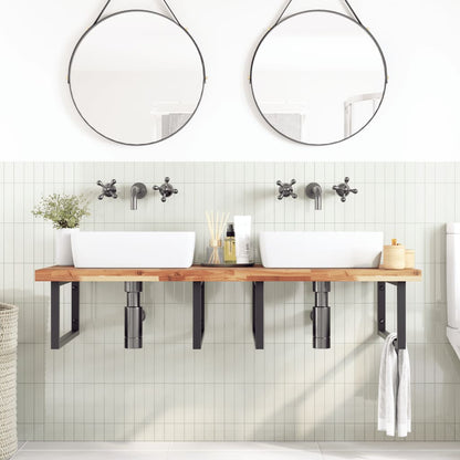 Basin Shelf Wall Mounted Steel and Solid Wood Acacia