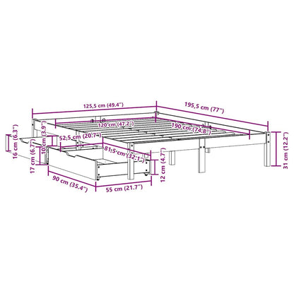 Bed Frame without Mattress 120x190 cm Small Double Solid Wood Pine