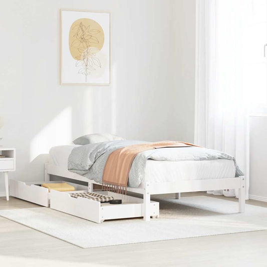 Bed Frame without Mattress White 90x200 cm Solid Wood Pine