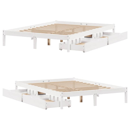 Bed Frame without Mattress White 120x200 cm Solid Wood Pine