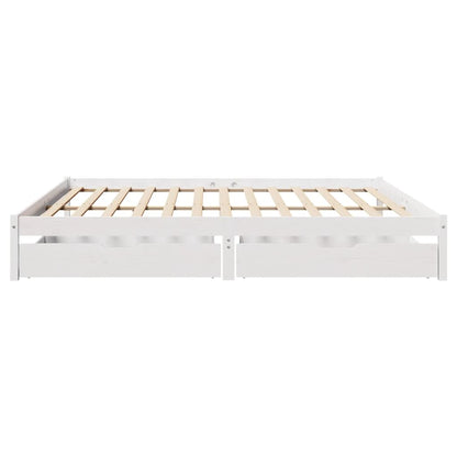 Bed Frame without Mattress White 200x200 cm Solid Wood Pine