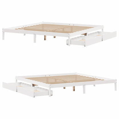 Bed Frame without Mattress White 200x200 cm Solid Wood Pine