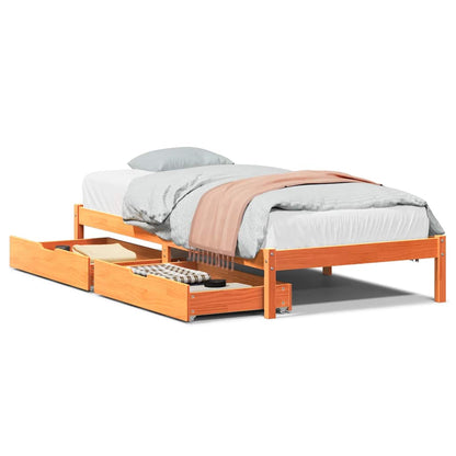 Bed Frame without Mattress Wax Brown 75x190 cm Small Single Solid Wood Pine
