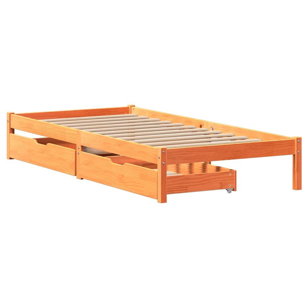 Bed Frame without Mattress Wax Brown 75x190 cm Small Single Solid Wood Pine