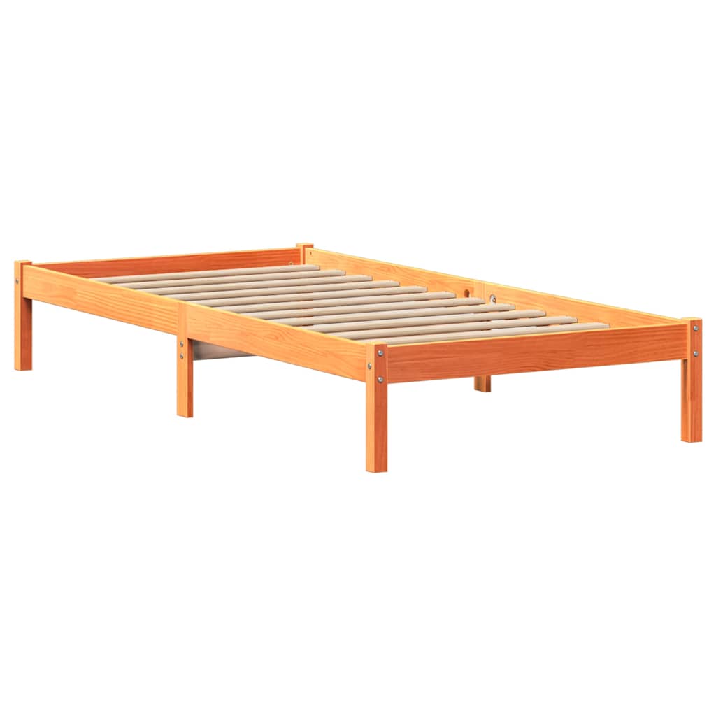 Bed Frame without Mattress Wax Brown 75x190 cm Small Single Solid Wood Pine
