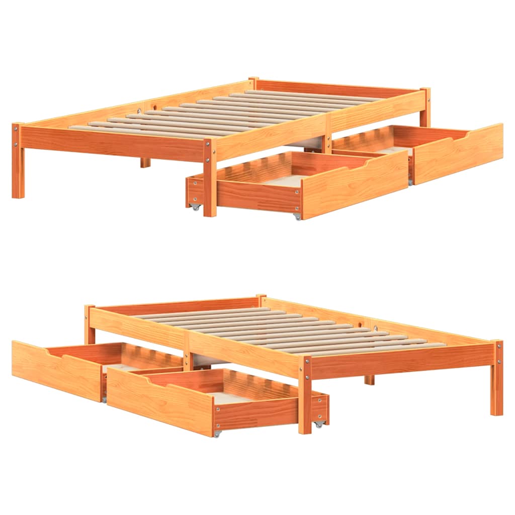 Bed Frame without Mattress Wax Brown 75x190 cm Small Single Solid Wood Pine