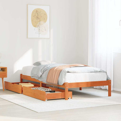 Bed Frame without Mattress Wax Brown 75x190 cm Small Single Solid Wood Pine