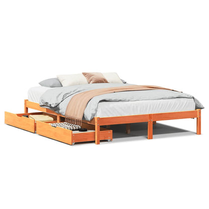 Bed Frame without Mattress Wax Brown 140x190 cm Solid Wood Pine