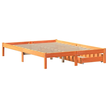 Bed Frame without Mattress Wax Brown 140x190 cm Solid Wood Pine