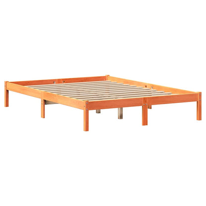 Bed Frame without Mattress Wax Brown 140x190 cm Solid Wood Pine