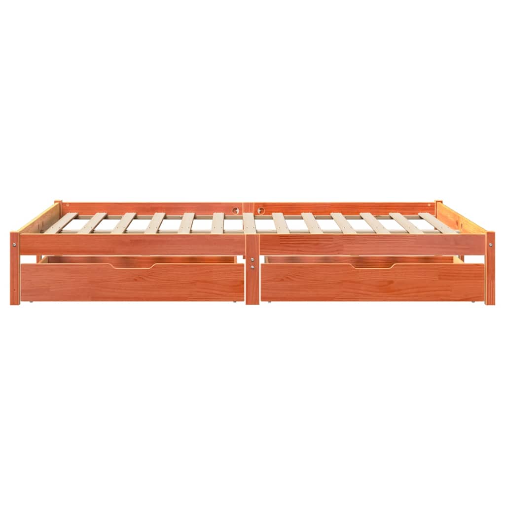 Bed Frame without Mattress Wax Brown 140x200 cm Solid Wood Pine